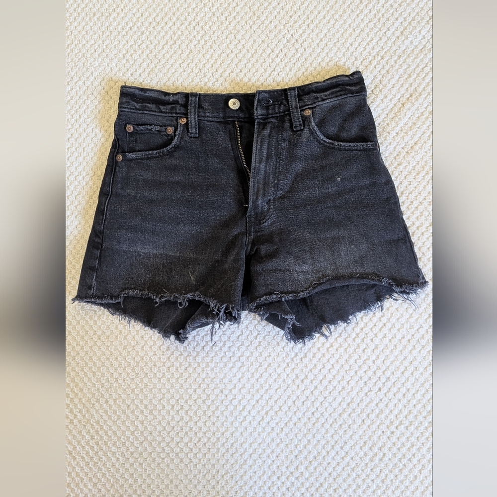 Abercrombie & Fitch Black Frayed Denim Shorts